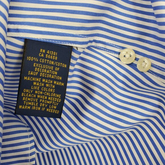 Polo Ralph Lauren Custom Fit Blue and White Striped Collared Button Up Shirt 12 - Picture 4 of 8